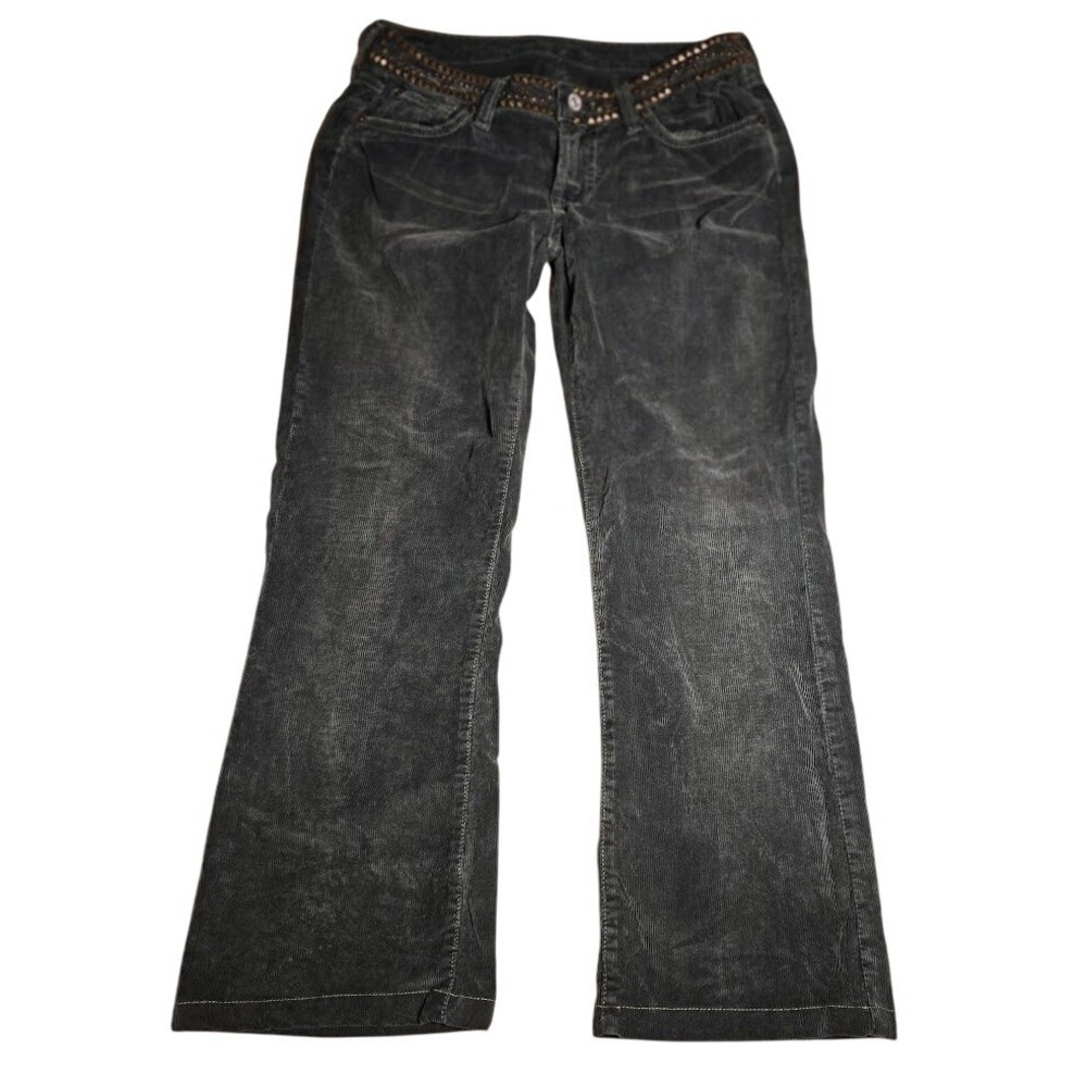 7 For All Mankind Womens S26 Studded Corduroy Pants Grey Low Rise bootcut  946
